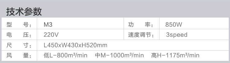 三速鼓风机M3技术参数。